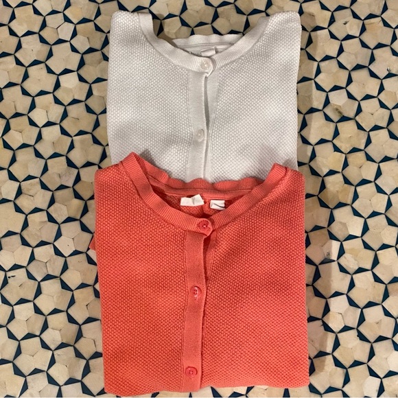 Gap Kids White and Coral Colored Pointelle Knit Cardigans size L(9-10) - Picture 7 of 7